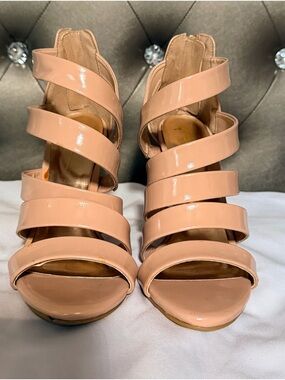 Like New, Nude Patent Strappy High Heel Sandals - Women's